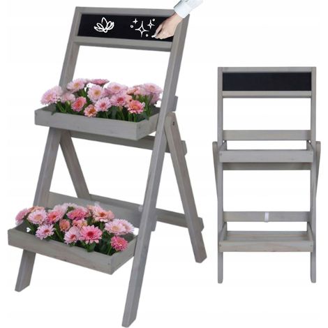 Soporte extensible de madera de pino para flores, elegante escalera para flores, 39x46x73cm (1/5)