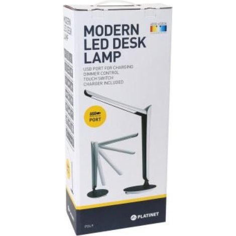 Platinet PDL9 lampada da tavolo LED bianca con porta USB (1/3)