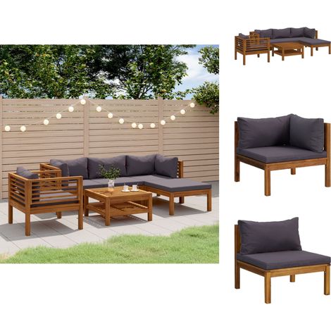 Gartenmöbel-Sets - Living 6-tlg. Garten-Lounge-Set mit Auflage Massivholz Akazie (1/5)