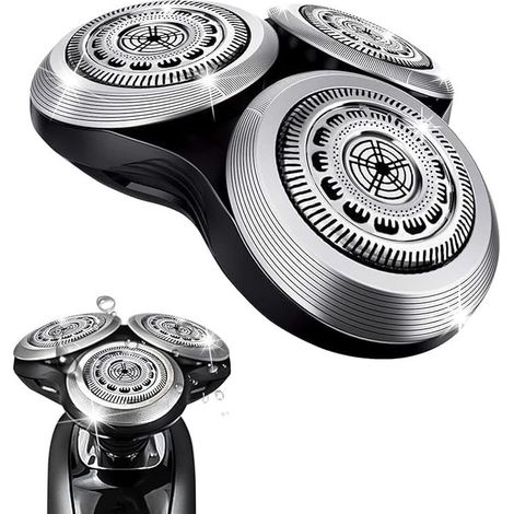 CYRILL – Testina di rasatura di ricambio completa per testine di rasatura Philips Norelo Serie 9000, modello SH90. Fibbia in metallo e lame di precisione potenziate a doppio strato, Argento (1/4)