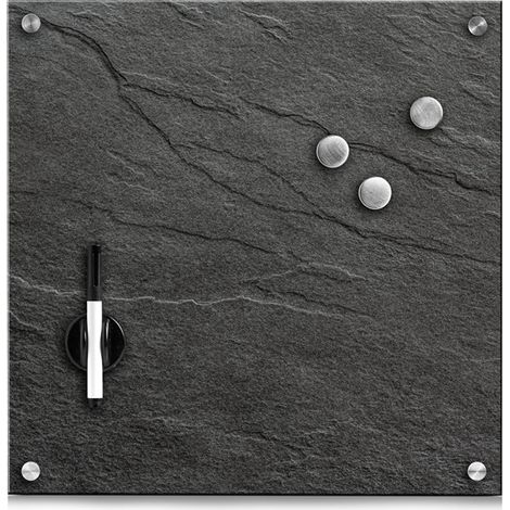 Tableau mémo Ardoise en Verre Anthracite 40 x 40 cm (1/5)