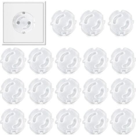 Lot de 18 protections de prise de courant type E/F avec mécanisme rotatif, cache-prise avec adhésif 3M pour montage sans vis (1/5)