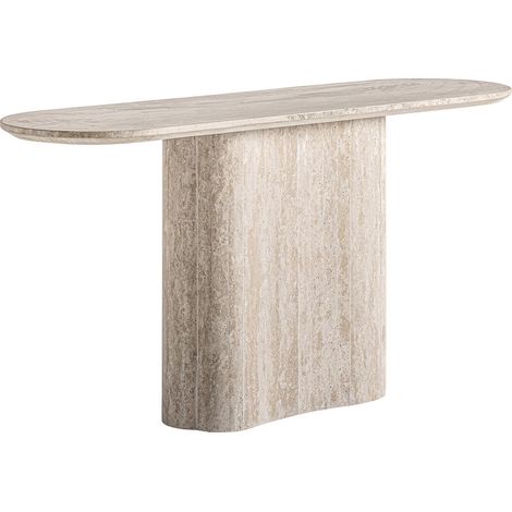 Console en travertin style art déco finition marbrée beige - Beige marbré naturel