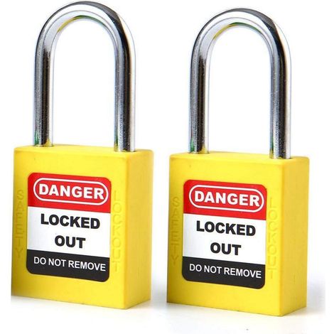 2er Set Lockout Tagout Vorhängeschlösser, 38mm Bügelhöhe, Gelb