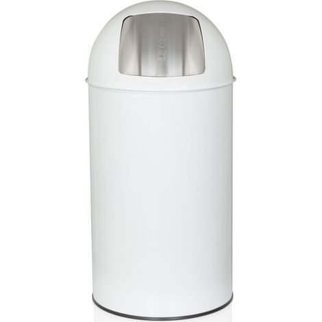 Abfallsammler / Mülleimer PUSH 50L satin weiss hjh OFFICE