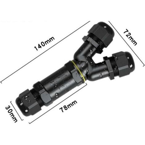 Boîte de Jonction Étanche IP68 Connecteur de Câble Extérieur en 3 Pôles Y- forme pour Câble 4-8mm Coupleur de Manchon Externe Boîtier Électrique Extérieur Boîtier de Dérivation, noir