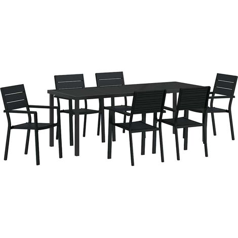 Maison Exclusive - Set da Pranzo per Giardino 7 pcs Nero