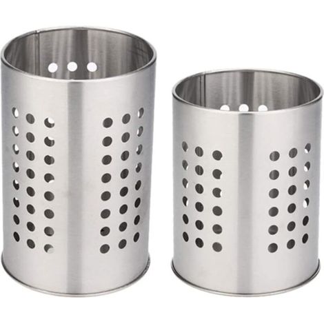 Set di due portautensili da cucina in acciaio inox, poggia spatola e mestolo, organizer da piano di lavoro - Crezuo