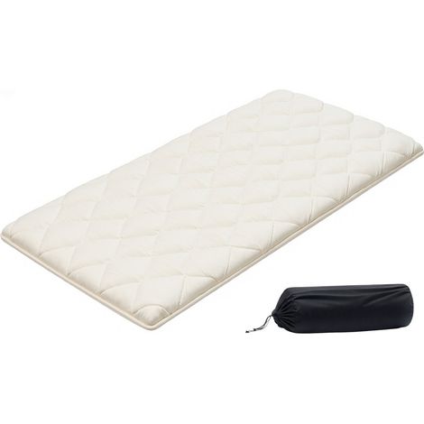 Matelas Futon Portable Pliable 991x2032x63,5 mm, Matelas de Sol avec Sac de Rangement et Sangles, Futon Japonais Tatami Tapis pour Dormir Méditation Yoga Invité Voyage, 9 Couches, Blanc (1/5)
