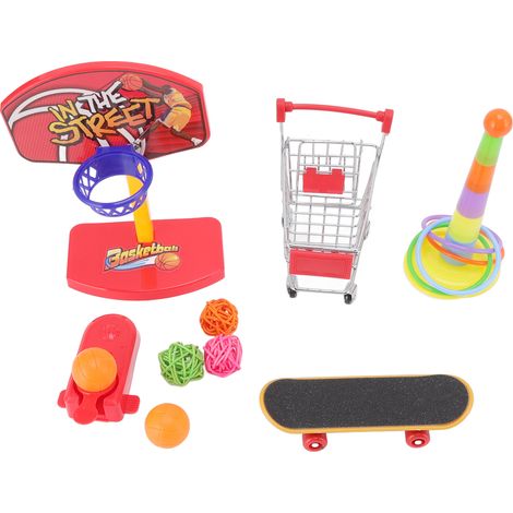 4 pièces jouets d'entraînement d'oiseaux interactif amusant basket-ball Skateboard chariot perroquet pour perruche perruche calopsitte (1/5)