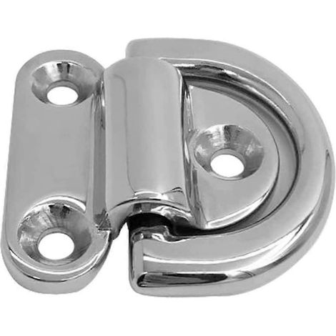 Œillet de levage pliable en acier inoxydable, anneau en D pour arrimage de pont, pour remorque, bateau ou caravane, couleur argent, lot de 2 (1/5)