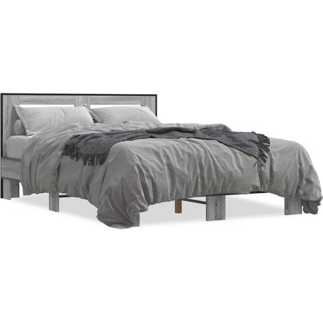 Maison Exclusive - Bettgestell Grau Sonoma 140x200 cm Holzwerksto (1/5)