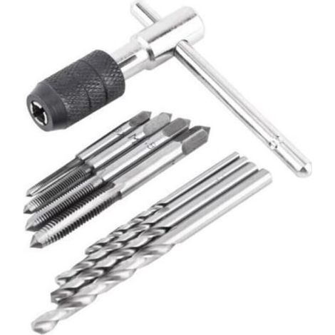 pair Outil de filetage, clé en forme de T portant le taraudage de la vis taraudeuse en acier, 9PCS / Set opération de taraudage manuel (1/4)