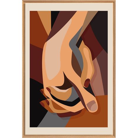 Tableau mural encadré mains enlacées 65x97 cm - Tableau Mural Décoratif - Image Encadrée Imprimée en HD - Impression 65x97 cm sur Fibres de Bois FSC - Finition Mate - Fabriqué en France (1/5)