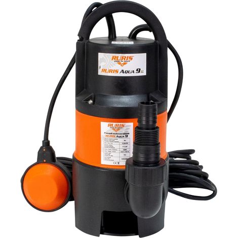 Pompe submersible d’évacuation eaux usées 750W – Débit 12,5m³/h – Hauteur de refoulement 8m – Flotteur intégré – Câble 10m – Ruris