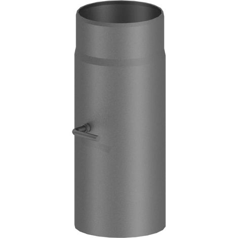 Tuyau de poêle gris Ø 120x300 mm avec clapet de tirage fixe