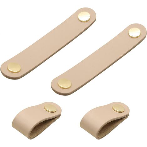 Lot de 4 poignées en cuir pour meubles, boutons de porte en cuir, poignées de fenêtre en cuir, boutons de porte de placard pour meubles et armoires. (1/5)