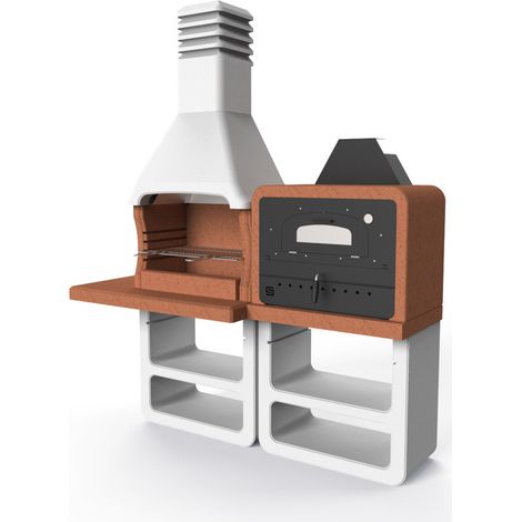 Barbecue charbon PORTOFINO avec four en acier inoxydable – Grille chromée réglable à 3 hauteurs – Système de foyer SAFE GRILL
