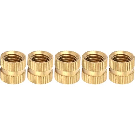 Insert Fileté En Laiton M8 - Trou Aveugle Passage Unique Moleté - Pour Bois Et Plastique - Lot De 5 Pièces (1/5)