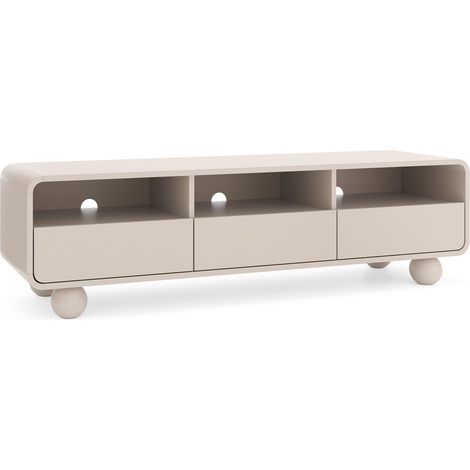 Meuble TV Cachemire avec étagères et portes – Design moderne, pieds boule, 160 x 44 x 39 cm (1/5)