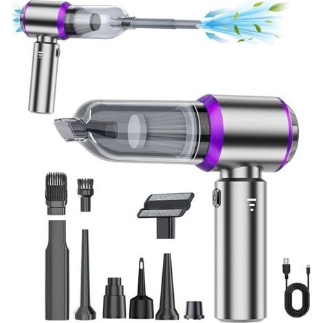 16000Pa Aspirateur Voiture Puissant sans Fil, 4 en 1 Mini Aspirateur avec Moteur sans Brosse pour Souffleur Air Comprimé (1/5)