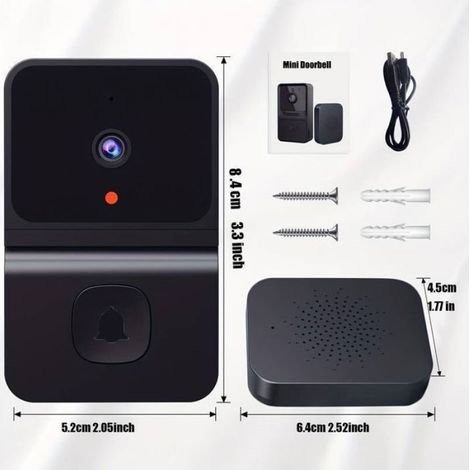 Sonnette vidéo sans fil, interphone vidéo intelligent, vision nocturne HD, chargement Wi-Fi, sonnette intelligente, Wi-Fi 2,4 GHz (1/5)