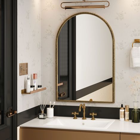 Bogenförmiger Wandspiegel, für Bad, Schminktisch oder Wanddekoration, Gold, für Wohnzimmer, Schlafzimmer, Eingangsbereich