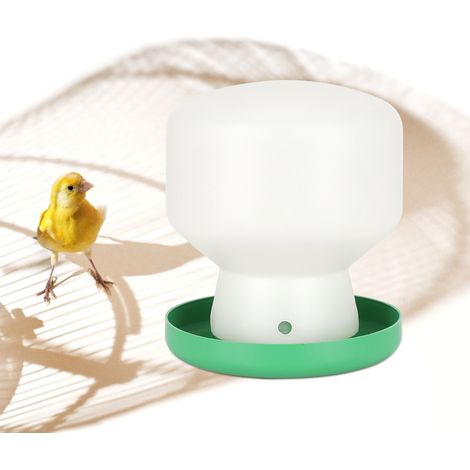 Fontaine à eau automatique pour oiseaux, grand récipient blanc avec couvercle en plastique vert, distributeur d'abreuvoirs pour pigeons et perroquets (1/5)