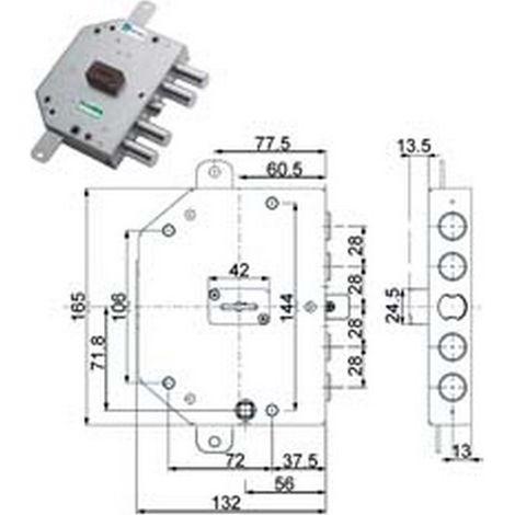 1PZ SERRATURA TRIPLICE APPLICARE CON SCROCCO D. MAPPA BLINDATE 89C755 - mm.60 SX (89C755S000)