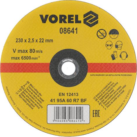 VOREL 08641 - de metal 230x2.5x22mm disco de corte