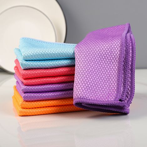 Chiffon à récurer à écailles de poisson, éponge épaisse pour le nettoyage des vitres sans traces d'eau, chiffon de cuisine épais et absorbant, éponge à récurer à bords verrouillables, 40 x 50 cm (1/4)