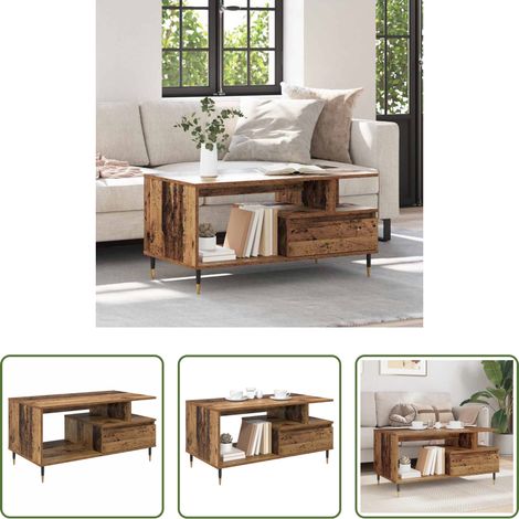 Couchtisch Altholz - Couchtisch mit Schubladen Altholz 90 x 49 x 45 cm Holzwerkstoff (1/5)