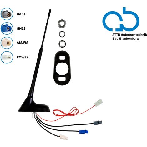 Antenne de Toit AM FM DAB+ GNSS Inclinaison 76 12V Active