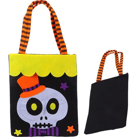 Sac fourre-tout d'Halloween en tissu non tissé, décoration pour fête à la maison, accessoire de rangement (motif crâne)