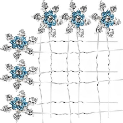 12 Pieces Blue Crystal Snowflake Hair Clips, Alloy (1/5)