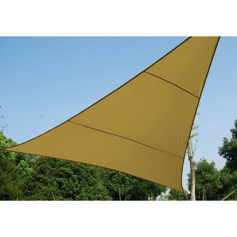 Koem vela telo ombreggiante triangolare 5x5x5m in poliestere colore beige con anelli di ancoraggio e corda da giardino esterno (1/5)