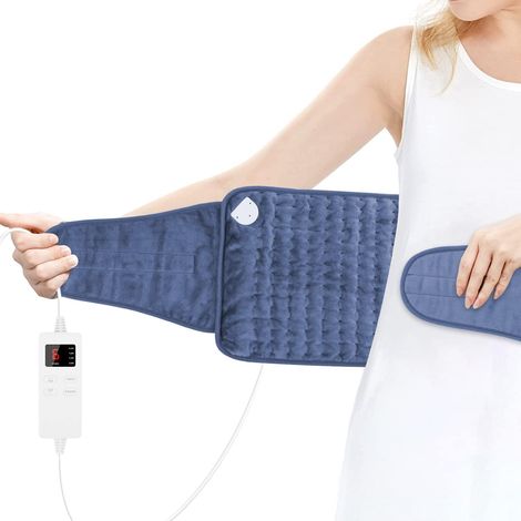 Coussin chauffant électrique températures réglages temps arrêt auto lavable 40x76 cm Bleu (1/4)