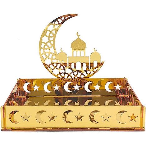 Acryl-Tablett für Eid Mubarak, Ramadan Kareem, Dessert, Obst, Mond, Stern, Burg, islamische Festdekoration, Geschenk. (1/5)