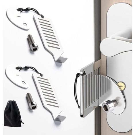 Enowelir Portable Serrure de Porte 2 Pièces, Verrou de Sécurité Intérieur pour Voyage Maison Hôtel École avec Sac de Rangement (1/4)