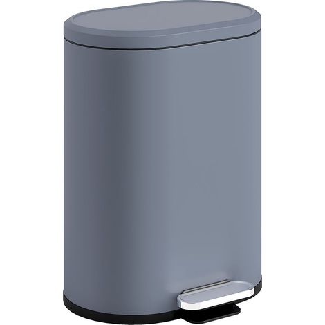 Poubelle Cuisine - 6 L - Pédale Métal - Couvercle Fermeture Douce - 24,5 x 21,5 x 29,5 cm - Gris (1/5)