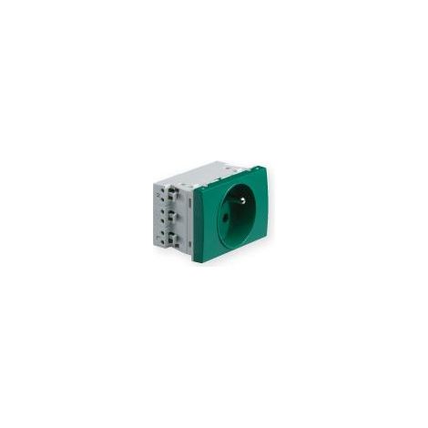 Prise TerCia 2 pôles + terre simple spécial goulotte verte IBOCCO B45016