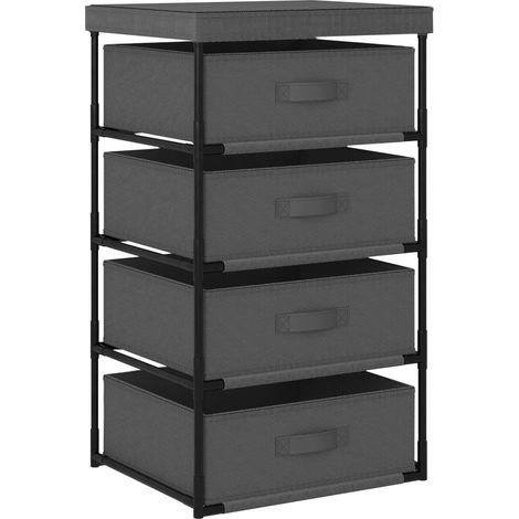 Étagère de rangement avec 4 paniers en tissu, acier, gris (1/5)