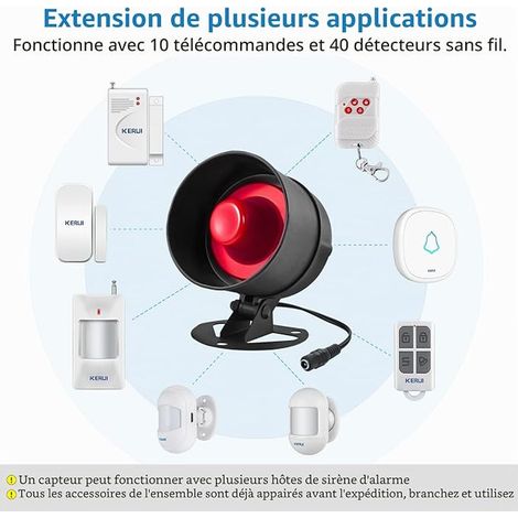 Alarme Maison sans Fil Kits de Sécurité pour la Maison détecteurs de Mouvement télécommandes sirène Alarme pour fenêtre Camping-Car Garage