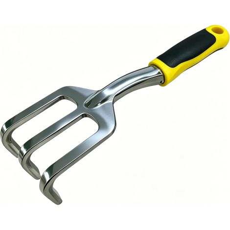 Manual Cultivator Garden Rake Heavy Duty Garden Rake with Metal Teeth for Loosening Soil and Weeding Weeds Ergonomic Plastic Handle Compact Size for Planters (1/5)