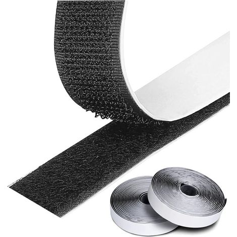 5 Mètres Scratch Autocollant Extra Fort Noir Double Face Bande Scotch Scratch Adhésive Ultra Puissant 2 Rouleau Ruban Agrippantes Adhésives Hook & Loop H248 (1/5)