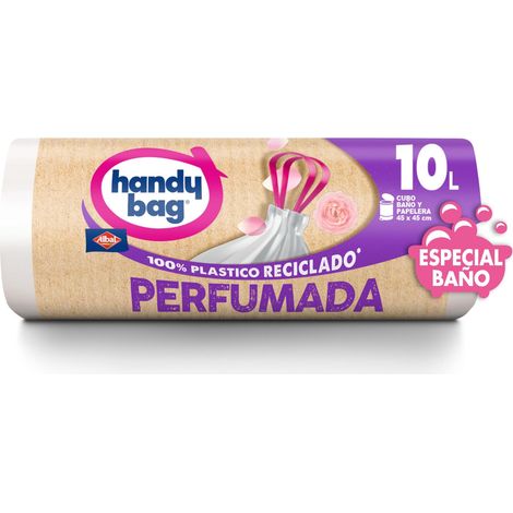 Handy Bag Sacchetti per la spazzatura profumati speciali per il bagno, resistenti e antigoccia, progettati appositamente per bidoni della spazzatura piccoli, 100% plastica riciclata, 10 l, 12