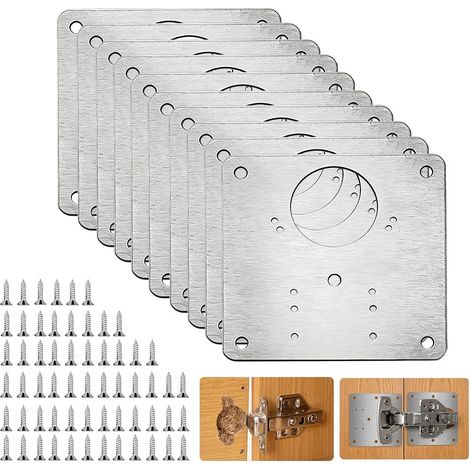 10 Pièces Plaque Reparation Charniere Porte d'armoire, avec 60 Vis (1/5)