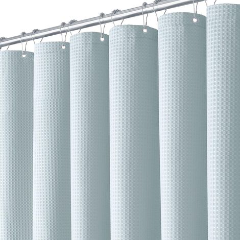 1 Rideau de douche, 180x200 cm, tissu gaufré lourd, imperméable, avec 12 crochets, pour salle de bain (1/5)