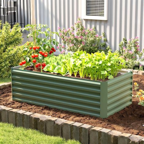 Jardinière surélevée en acier galvanisé. lit de jardin avec fond ouvert. 180 x 90 x 57.5 cm. vert clair (1/5)