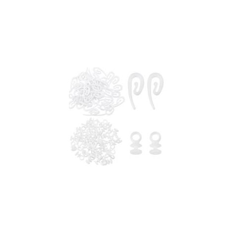 100 ensembles Crochets De Rideau en Plastique Blanc - Glisseur pour Piste, Rail et Draperie - Rouleaux pour En-tête Bande - pour Fenêtre, Porte et Douche (1/5)